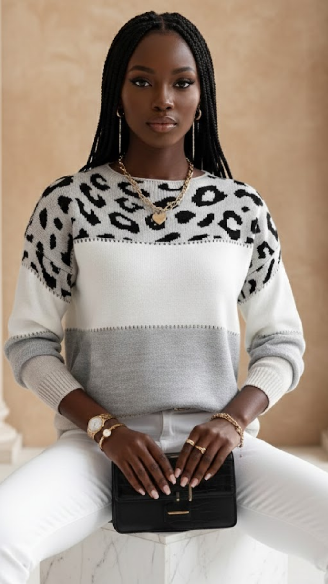 Noémie | Suéter elegante con estampado de leopardo
