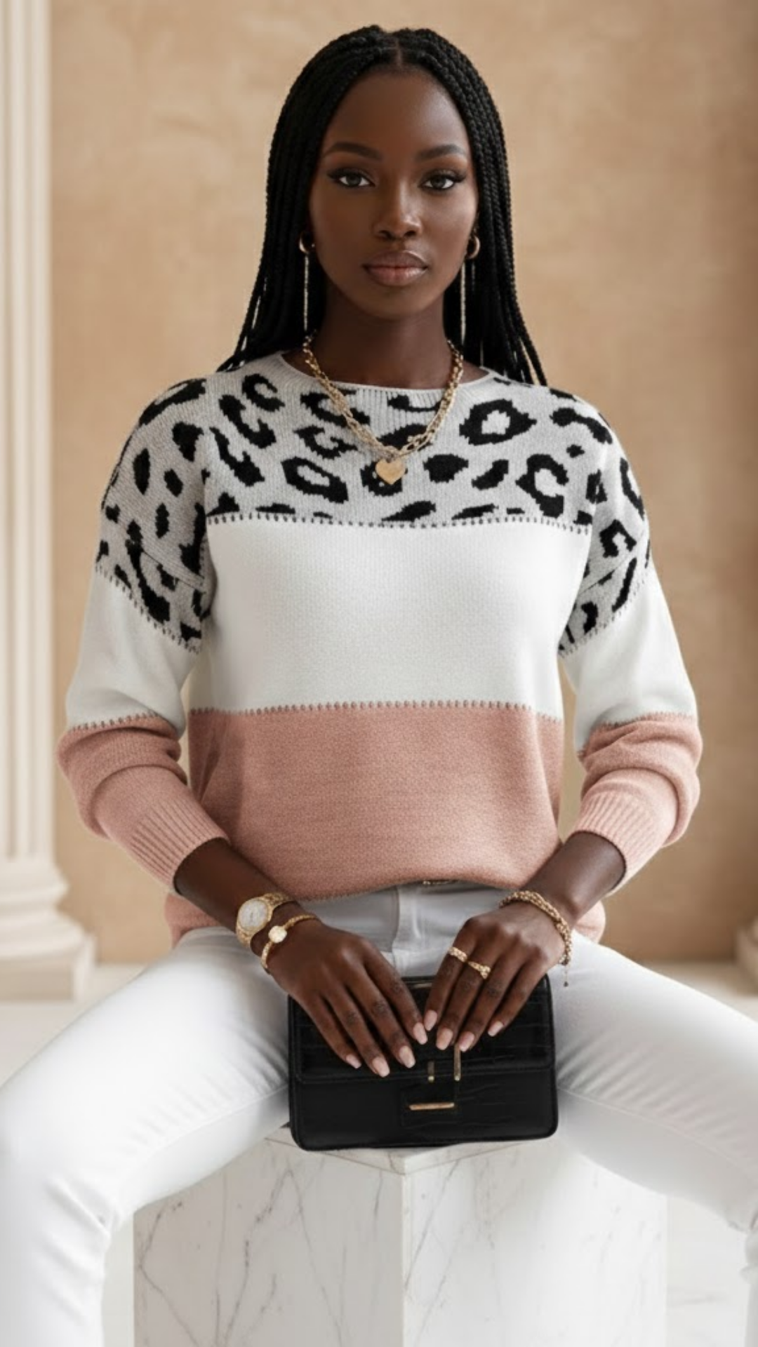 Noémie | Suéter elegante con estampado de leopardo