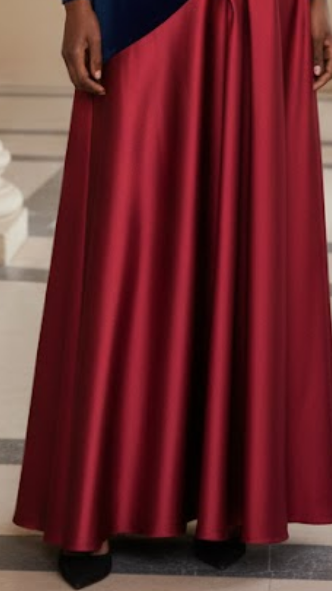 Beatrice | Elegante vestido largo bicolor y satén con falda fluida