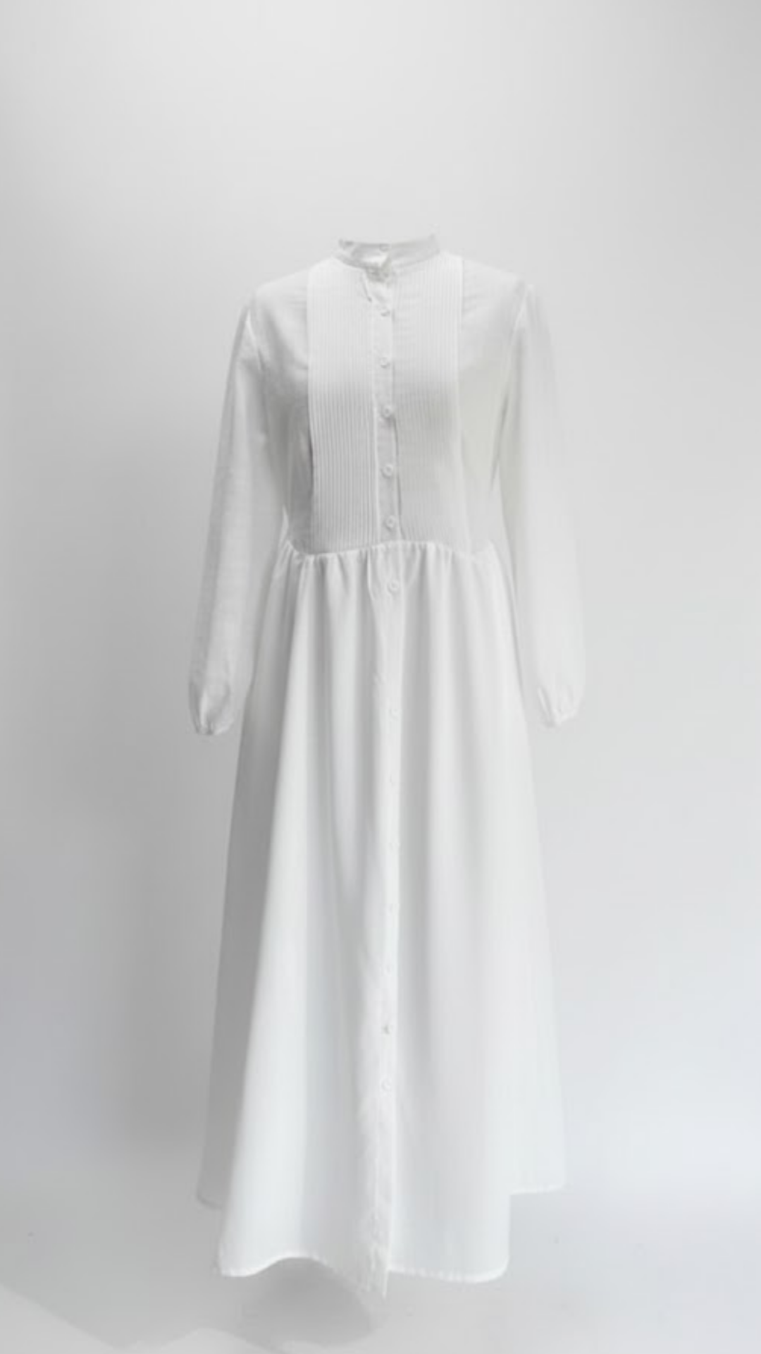 Elisa - Vestido maxi minimalista de patchwork con cuello alto y mangas largas