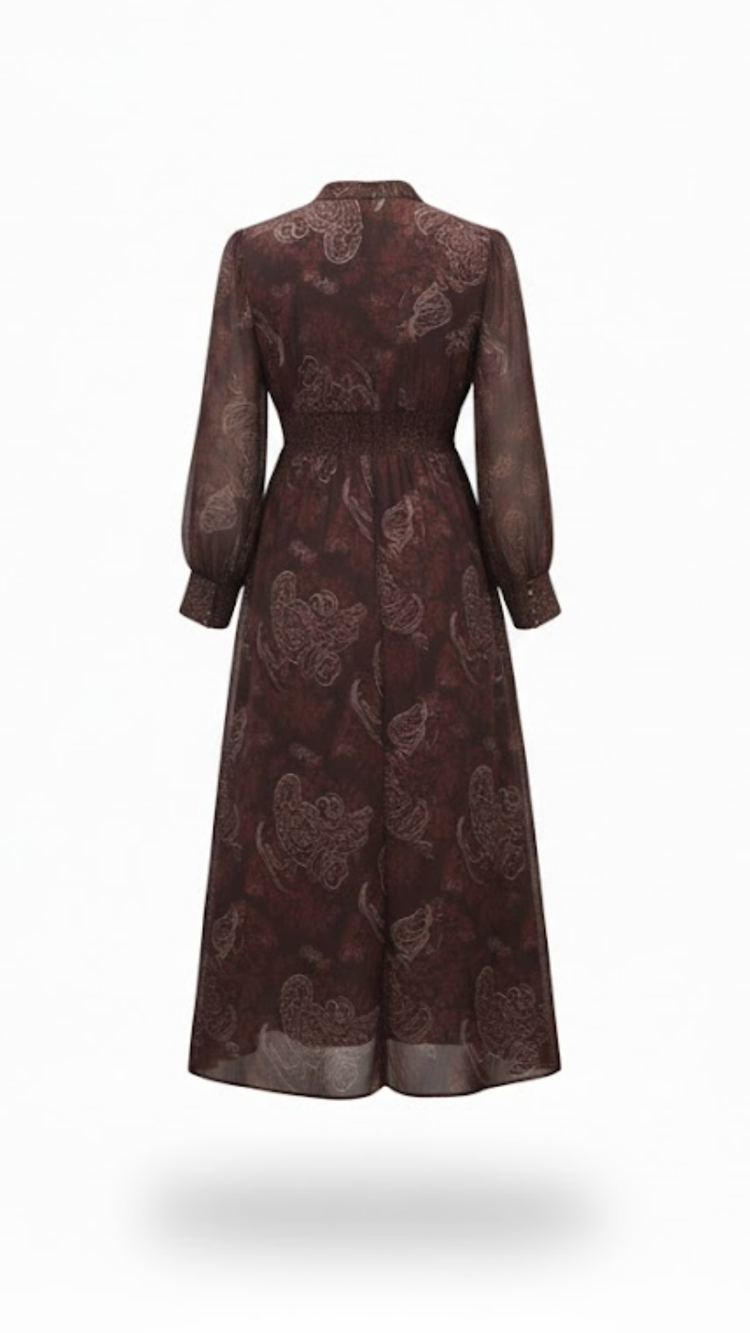 Amelia | Vestido largo con estampado paisley y cremallera en la cintura